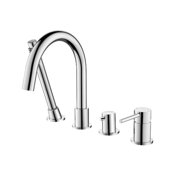 Kibi Circular Deck Mounted Bathtub Faucet with Hand Shower, Chrome KTF3101CH - main